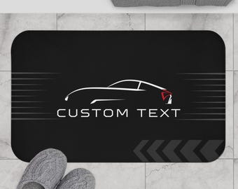 Tapis de bain personnalisé sur le thème des voitures, tapis de bain personnalisé, décoration pour amateur de voiture, cadeau unique pour les amateurs de voitures de course, accessoire de salle de bain élégant