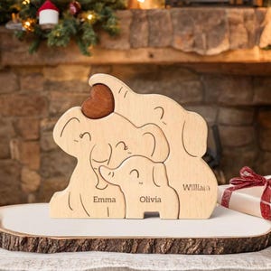 Personalized Elephant Family Puzzle | Custom Wooden Gift for Families & New Parents