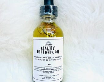 Clarity Diffuser Oil 2oz Car Diffuser Refill Peppermint Eucalyptus Intention Diffuser Oil Reed Diffuser Aromatherapy Non-Toxic Fragrance