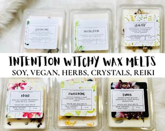 Intention Wax Melts Soy Wax Melts Magic Wax Melts Witchy Waxmelts Herbal Wax Melt Crystal Wax Melt Reiki Infused Soy Vegan Wax Melts