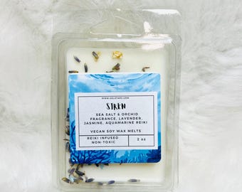 Siren Intention Soy Wax Melts Intention Wax Melts Summer Wax Melt Crystal Wax Melt Reiki Infused Wax Melt Sea Salt Orchid Mermaid Wax Melt