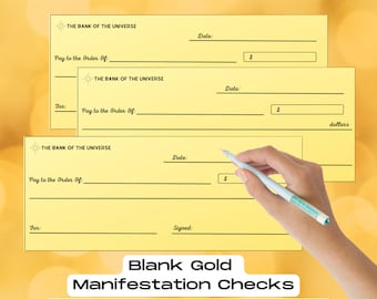 Printable Manifestation Checks for Money Bowls Manifesting Gold Check Instant Download Altar Tool Check for Ritual Witchcraft