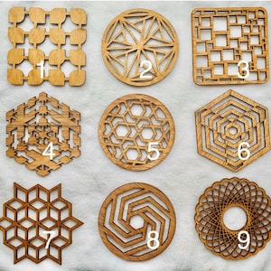 Wood Crystal Grid Sacred Geometry Grounding Laser Cut