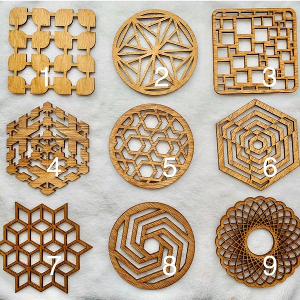 Wood Crystal Grid Sacred Geometry Grounding Laser Cut