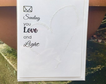 Love and light paper greeting card spiritual pagan wicca chakra lightworker healing thinking of you just because