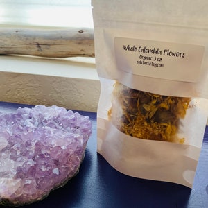Whole Calendula Flowers Herbs Organic Culinary Grade .3 ounces 8 grams