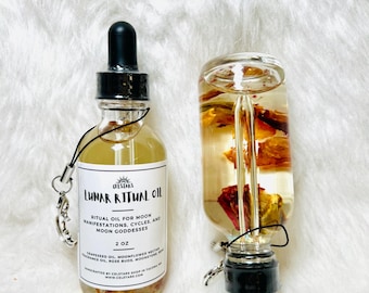 Lunar Ritual Oil 2 oz Spell Oil For Enlightenment, Moon Oil, Divine Feminine, Goddess Oil perfume oil Moonflower Nectar Scent