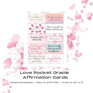 Liebe Tasche Orakel Karten druckbare PDF Tasche Tarot Karten Valentinstag Orakel Liebe Affirmation Karten DIY Tarot DIY Orakel Aphrodite Karten