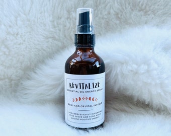 Revitalize Energy Spray Aromatherapy Mist Cleanse Aura Body Room Linen Reiki Crystal Infused Clear Negative Energy Positive Energy
