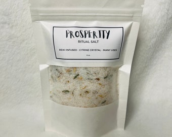 Prosperity Ritual Salts Reiki Infused Salt Money Salt Attract Money Bath Prosperity Bath Salts Money Ritual Bath Salt Bath & Citrine Crystal
