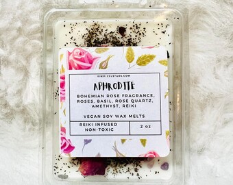 Aphrodite Soy Wax Melts Intention Wax Melts Valentine Wax Melts Crystal Wax Melt Reiki Infused Witchy Love Spell Love Wax Melts Goddess