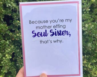 Soul Sister paper greeting card spiritual pagan wicca chakra lightworker healing thinking of you just because enlightened best friend