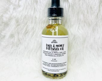 Luck & Money Diffuser Oil 2oz Diffuser Oil for Car Diffusers Intention Diffuser Oil for Reed Diffuser Aromatherapy Non-Toxic Fragrance