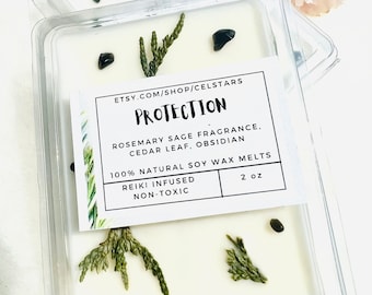 Protection Intention Soy Wax Melts Intention Wax Melts Intention Candle Tart Clamshell Wax Melt Crystal Wax Melt Reiki Infused Wax Melt