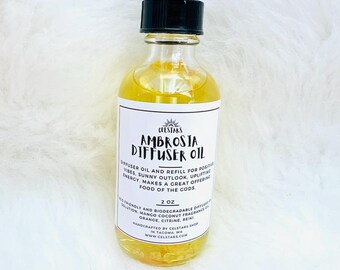 Ambrosia Diffuser Oil 2oz Car Diffuser Refill Mango Coconut Intention Diffuser Oil Reed Diffuser Aromatherapy Non-Toxic Fragrance Summer