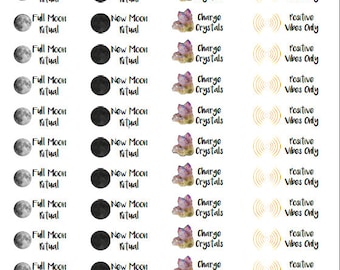 Moon Planner Pegatinas Imprimibles para Moon Planner Moon Ritual Astrología Pegatinas Celestial Pegatina para Brujas