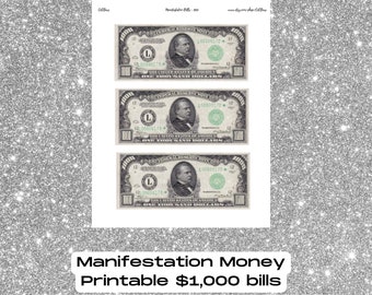 Printable Manifestation Money for Money Bowls Manifesting Instant Download Altar Tool Money for Ritual Witchcraft USD Manifest Money Fast