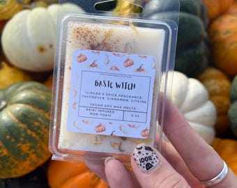 Basic Witch Intention Soy Wax Melts Pumpkin Spice Wax Melts Fall Wax Melt Halloween Wax Melt Crystal Wax Melt Reiki Infused Wax Melt