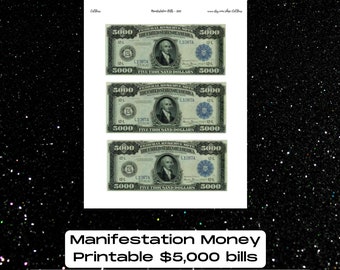 Printable Manifestation Money for Money Bowls Manifesting Instant Download Altar Tool Money for Ritual Witchcraft USD Manifest Money Fast