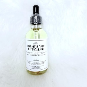 Olio per diffusore Ananas e Salvia, 59 ml, ricarica per diffusore auto, olio per diffusore a bastoncini, aromaterapia, fragranza non tossica