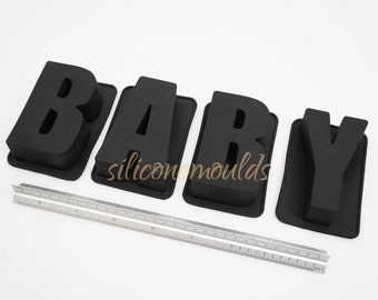 BABY (set of 4 letters) - 4.5" / 110mm Silicone ALPHABET LETTERS Silicone Mould Pan Birthday for baking, craft resin cake baking Mold