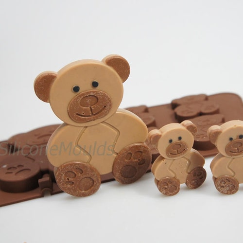 4+1 Teddy Bears Woodland Animals Chocolate Silicone Bakeware Cake Mould Candy 