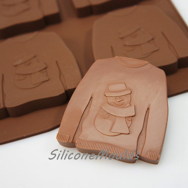 4 cell Ugly Christmas Jumper Sweater Shirt Silicone Bakeware Mould Candy Cake Mold Cupcake Toppers / Resin / Wax / Soap