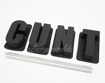 CUNT (set of 4 letters) - 4.5" / 110mm Silicone ALPHABET LETTERS Silicone Mould Pan Birthday for baking, craft resin cake baking Mold