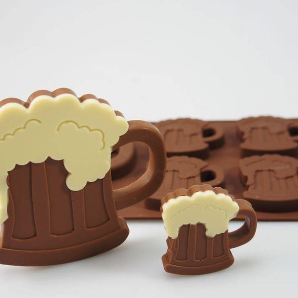 4+1 Beer Mug Lolly / Chocolate Bar Silicone Mould Candy Lolly Cake Topper Silicon Mold - resin / craft / wax / soap