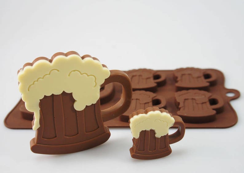 41 Beer Mug Lolly / Chocolate Bar Silicone Mould Candy Lolly Cake Topper Silicon Mold resin / craft / wax / soap image 1