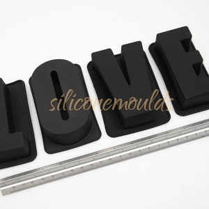LOVE (set of 4 letters) - 4.5" / 110mm Silicone ALPHABET LETTERS Silicone Mould Pan Birthday for baking, craft resin cake baking Mold