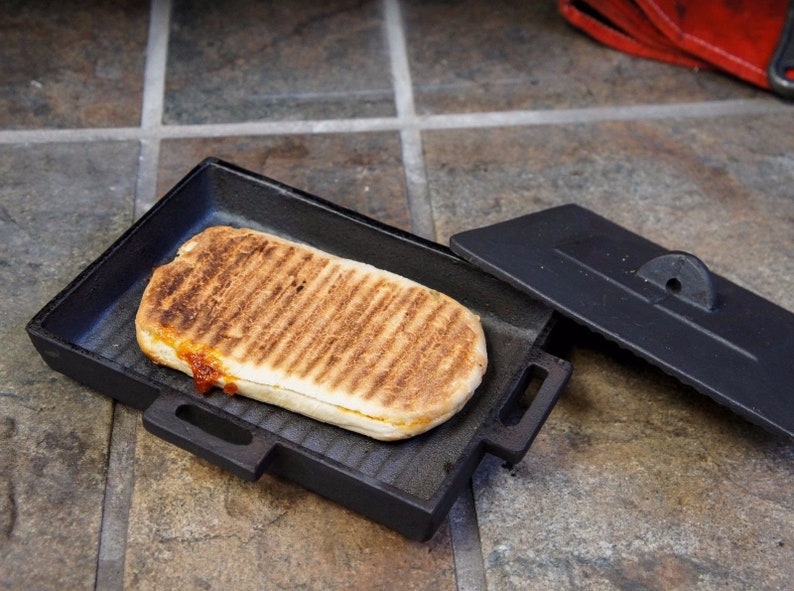 Cast Iron PANINI COOKER / Bacon / Burger Press for Wood Burners Multi Fuel Stoves Log Fires Cooking Skillet Grill Open Fires Camping image 5