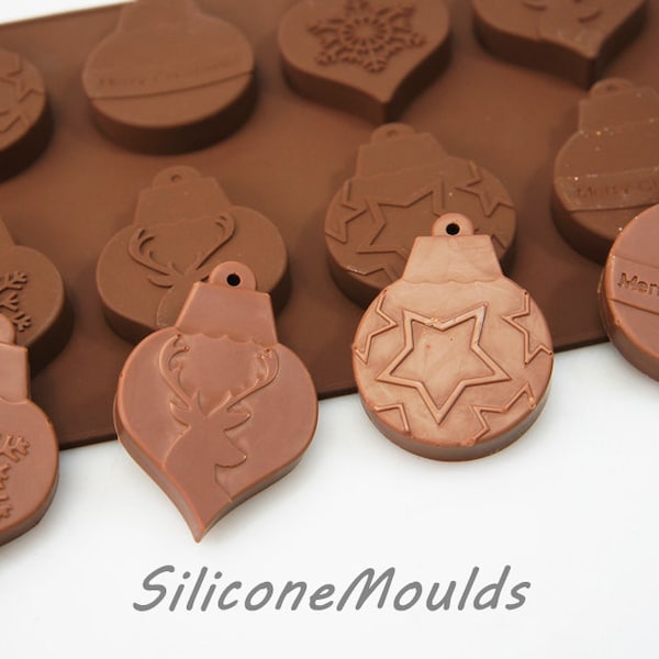 8 cell Hanging Christmas Tree Bauble Silicone Bakeware Mould Candy Cake Mold Cupcake Toppers / Resin / Wax / Soap