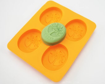 4 cell OVAL Tree of Life Silicone Mould Soap / Massage Bar Craft Mold (Makes approx 95g bars) - Melt and Pour or Cold Process Soaping