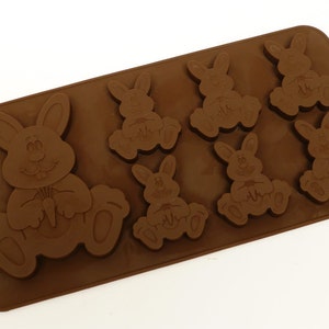 61 Easter Bunny Bunnies Rabbit Chocolate Silicone Mould Candy Cake Topper Silicon Mold resin / craft / wax / soap image 2