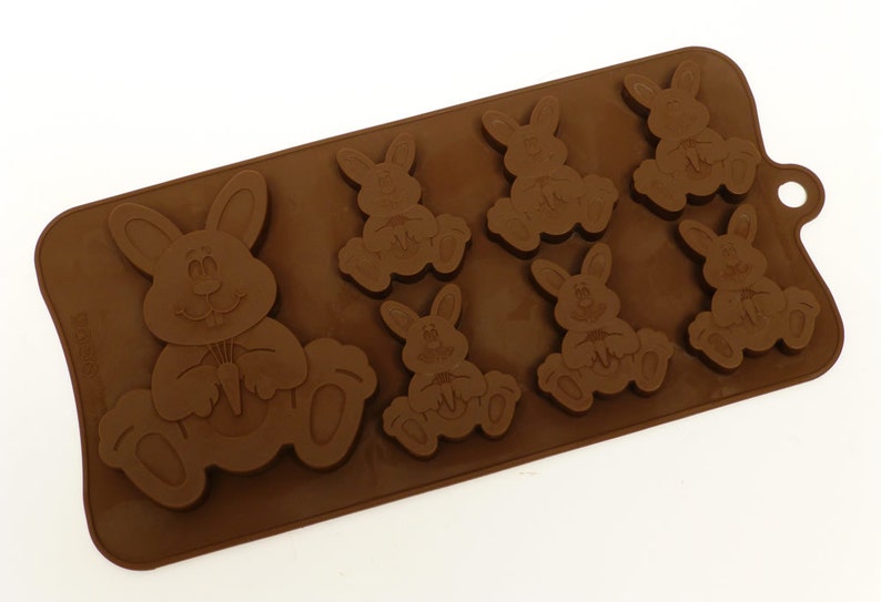 61 Easter Bunny Bunnies Rabbit Chocolate Silicone Mould Candy Cake Topper Silicon Mold resin / craft / wax / soap image 2