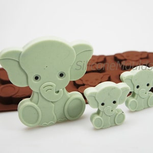 4+1 ELEPHANT Animal Children Baby Novelty Chocolate Silicone Mould Candy Lolly Cake Topper Silicon Mold - resin / craft / wax / soap