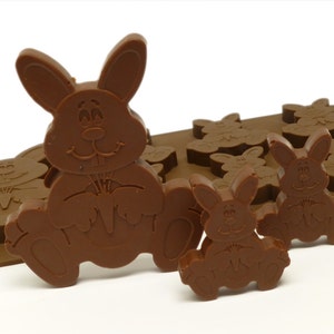 61 Easter Bunny Bunnies Rabbit Chocolate Silicone Mould Candy Cake Topper Silicon Mold resin / craft / wax / soap image 1
