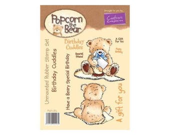 Popcorn the Bear Birthday Collection Birthday Cuddles Stamp Set   - Crafter's Companion