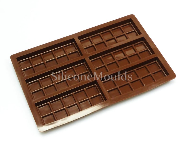 6 cell SMALL 10 Sectional Chocolate / Candy Snap Bar makes approx 60g bars Mould Professional Silicone Mold Pan Wax Melt Candle Bild 4