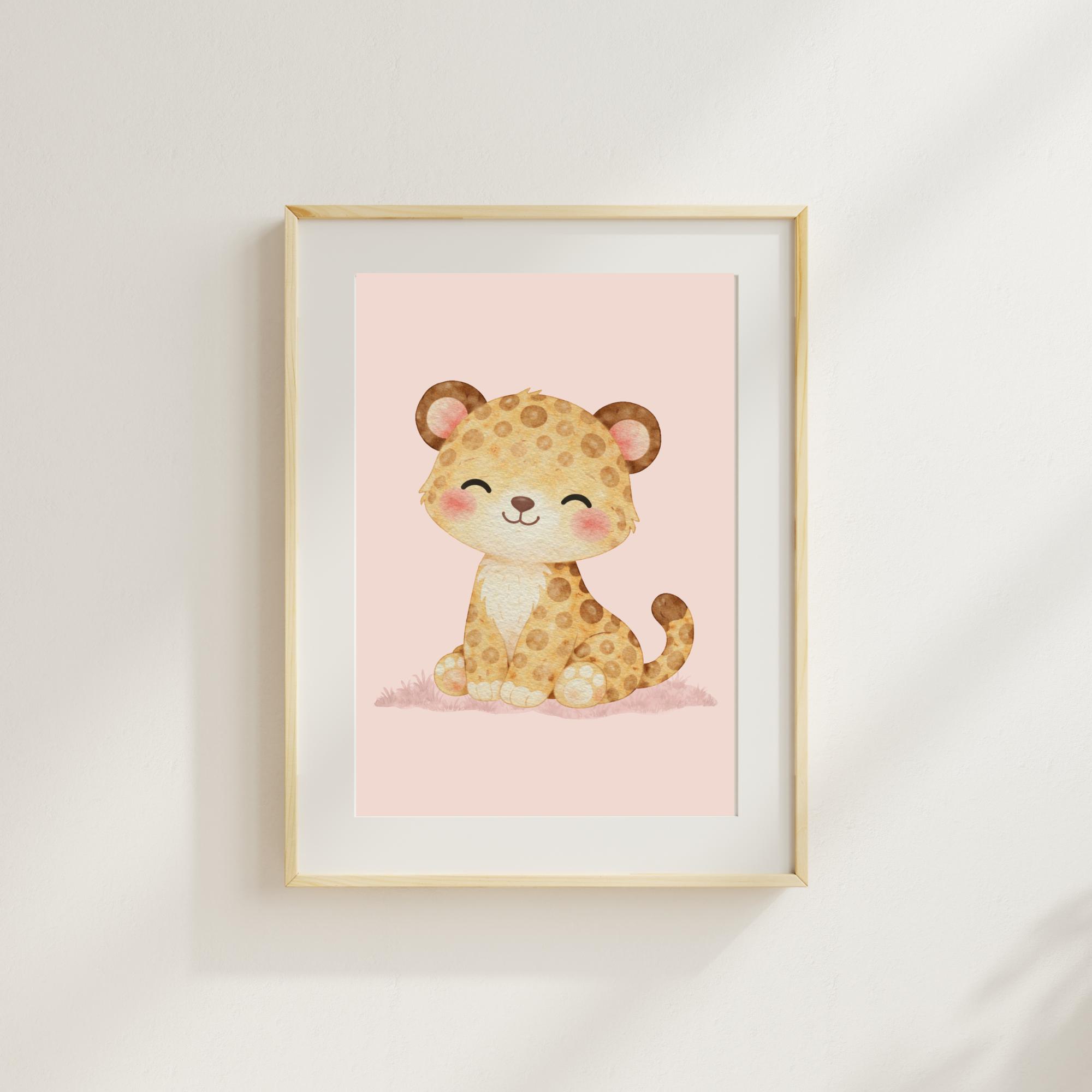 Cheetah Nursery Wall Art Printable | Pink Safari Nursery Decor Baby ...