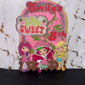Strawberry Short Cake Topper, Custom Cake Topper, Personalized Cake Topper, Strawberry Theme, Strawberry Shortcake, 3D Cake Topper