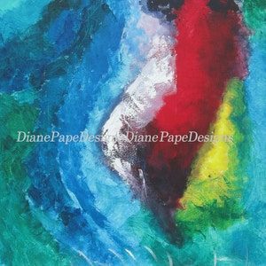 Tropical Storm Blank A2 Note Card - Art contemporain, Ocean Storm, Nautique, Vibrant Jewel Tones, Carte météo, Masthead, Impressionnisme