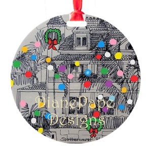 Key West Christmas 4" Round Aluminum Ornament - Southernmost House, Fla, Margaritaville, Duvall St, Parrot Heads, Hemingway, Jimmy Buffett