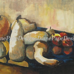 Fall Reflection Blank Note Card - Vegetable Art, Warm Colors, Traditional Art, Autumn, Squash, Cozy Home, Apples, Pumpkins, Vintage, Ochre