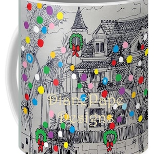 Key West Christmas 15 oz. Ceramic Mug - Coffee or Tea Mug, Southernmost House, Fla,Margaritaville,Holiday Gift,Christmas Lights,Key Lime Pie