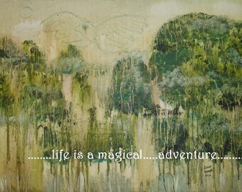 Fantasy Forest Blank A2 Note Card with Greeting - 'Life is a Magical Adventure', Hope, Encouragement, Adventure. Graduation, Congratulations