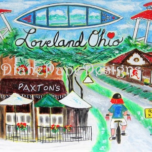 Loveland, Ohio 5x7 Signed Print w/ 2" Border - Biking Community and Trails, Souvenir, Train Station, Childhood Memories