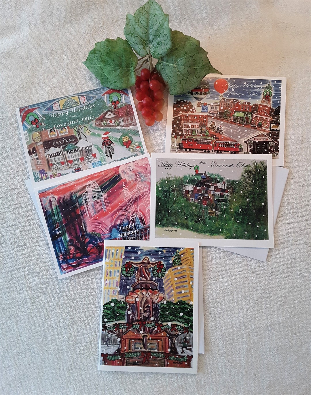 Cincinnati Area Holiday Note Card Assortment Pack of 5 Designs ...
