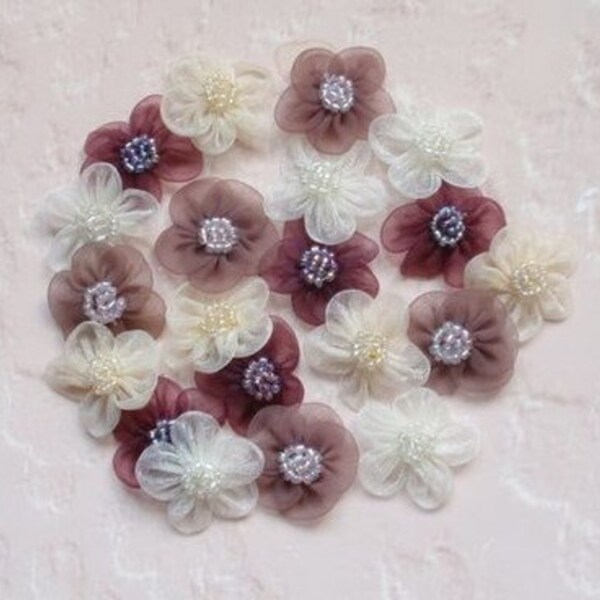 20 Handmade Flowers With Beads (C-041)